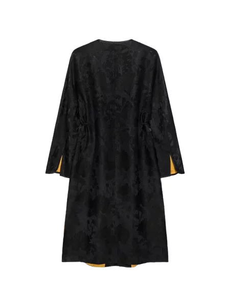 Palton Shanghai Tang cu model floral din jacard cu cordon negru