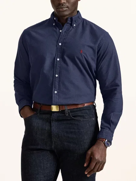 Koszula casualowa PLUS SIZE z kołnierzykiem typu button down granatowa