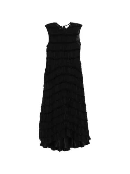 Rochie midi Song For The Mute cu volane până la genunchi de costum negru
