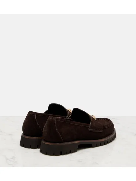 Pantofi loafer Gucci din piele de căprioară maro