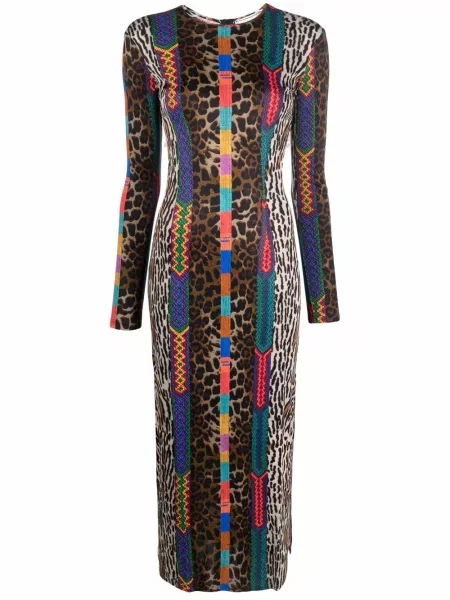 Rochie midi Pierre-louis Mascia cu imagine cu model leopard țesută negru