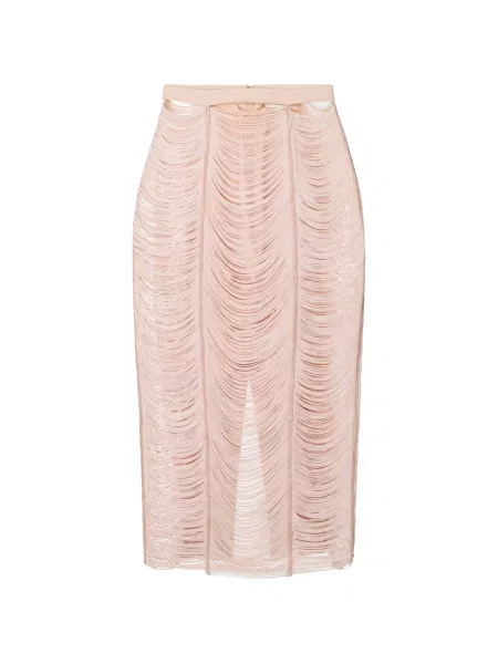 Fustă midi Elisabetta Franchi cu franjuri până la genunchi