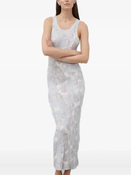 Rochie maxi Won Hundred cu model floral de costum albastru