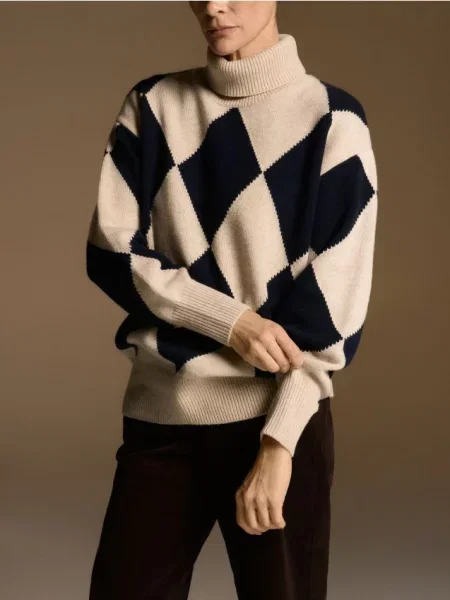 Reserved Вовняний гольф у ромби різнобарвний 