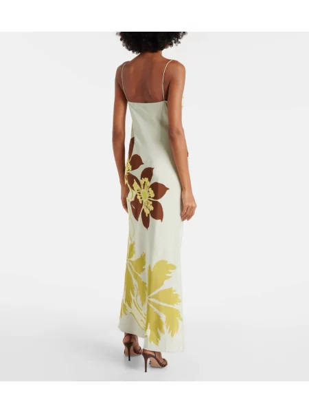 Rochie Sir de mătase cu model floral de costum verde