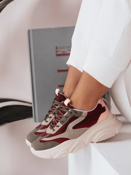 Sneakersy na platformie VISTALA bordowe Dstreet