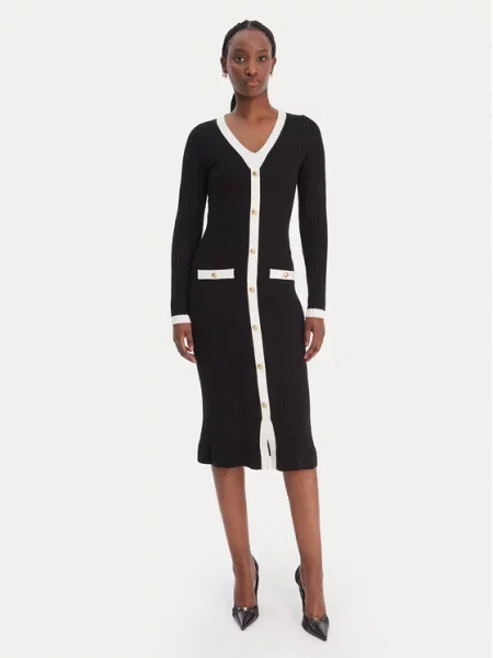 Guess Pletena obleka črna