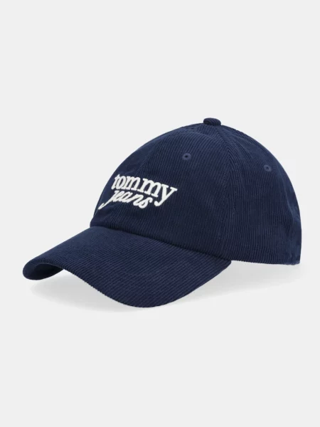 Tommy Jeans șapcă de baseball din catifea bleumarin alb