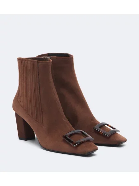 Cizme scurte Roger Vivier din piele de căprioară maro