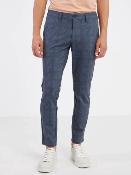Kockás chino nadrág Only & Sons kék