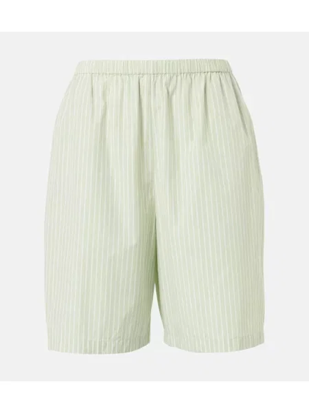 Bermudy The Row w paski popelinowe zielone