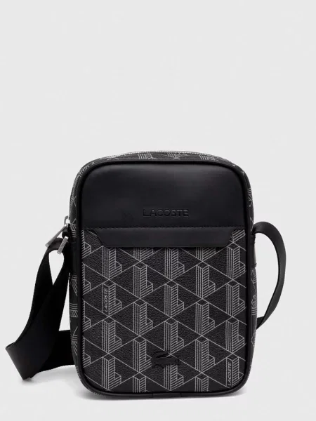 Geantă crossbody Lacoste cu imagine negru