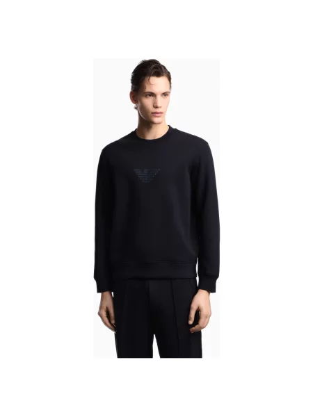 Bluza Emporio Armani z nadrukiem z dżerseju niebieska