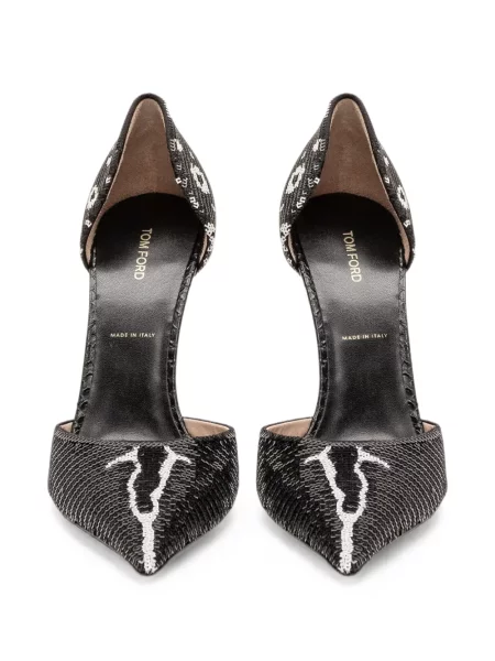 Pantofi cu toc Tom Ford cu broderie negru