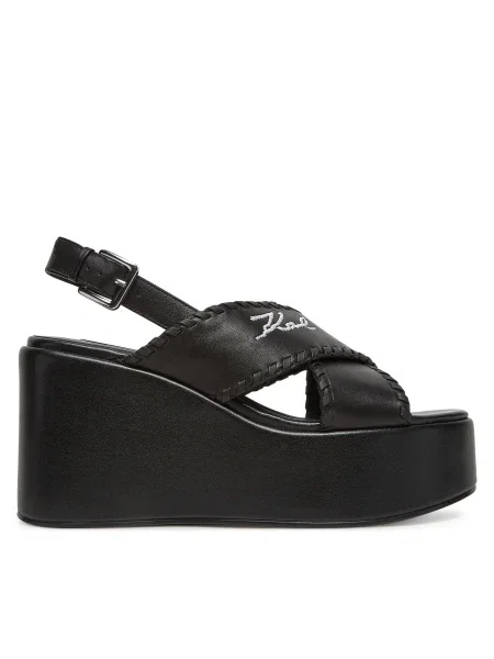 Кожени сандали Karl Lagerfeld WENDY черно