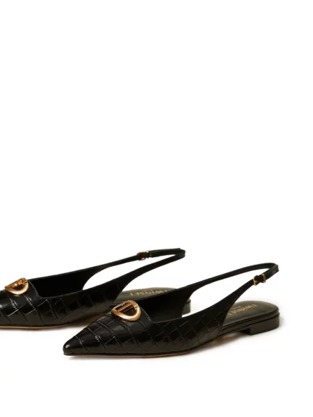 Nyitott sarkú mules Twinset nyomtatás fekete