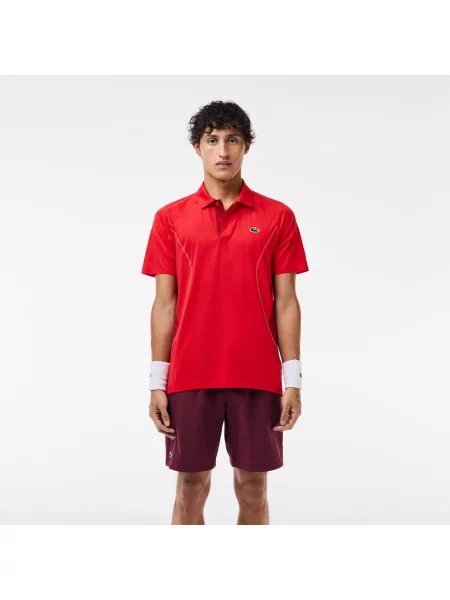 Lacoste Sport X Novak Djokovic Erkek Regular Fit Kırmızı Polo czerwony