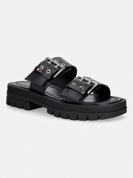 Tommy Jeans pantofle TJW BUCKLE STRAPS SANDAL černé