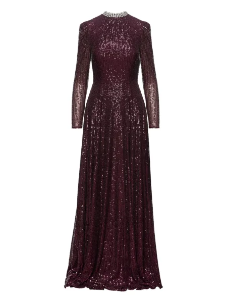 Rochie maxi Nissa cu paiete de costum roșu