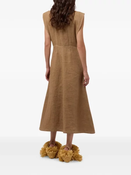 Rochie midi Moschino cu volane maro