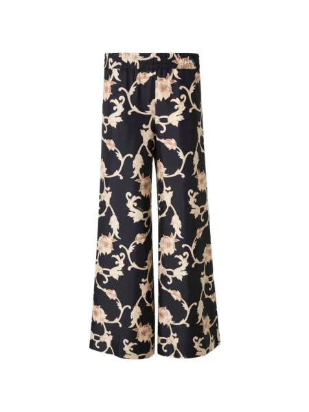 Pantaloni palazzo La Doublej de mătase cu model floral cu imagine negru