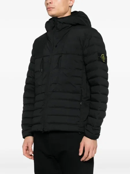 Geacă Stone Island cu glugă cu strasuri negru