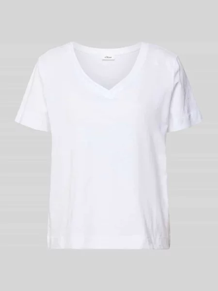 T-shirt o kroju relaxed fit z czystej bawełny S.oliver Red Label biała