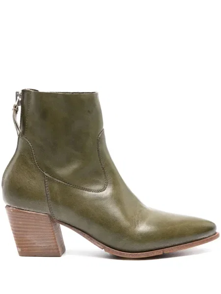 Botine Moma din piele verde