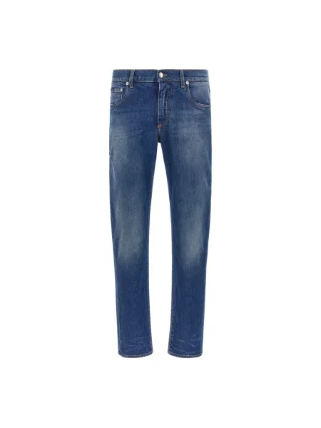 Jeansy Dolce And Gabbana z logo niebieskie
