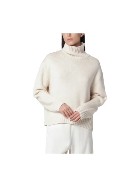 Sweter z golfem Almada wełniany beżowy