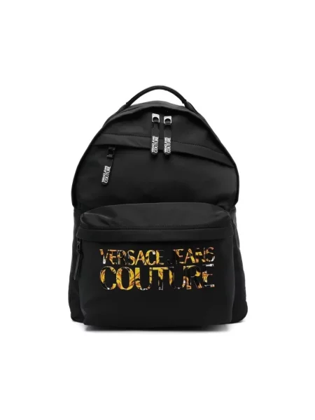 Plecak Versace Jeans Couture z nadrukiem czarny