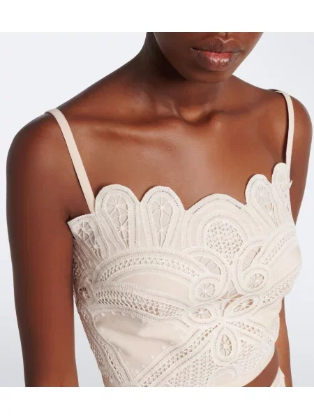 Top Elie Saab cu broderie alb