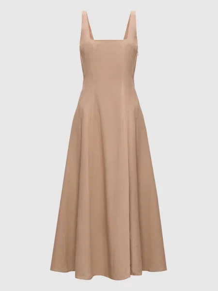 Сукня міді з льоном Twinset бежева