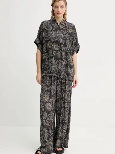 Sessun spodnie szerokie high waist czarny