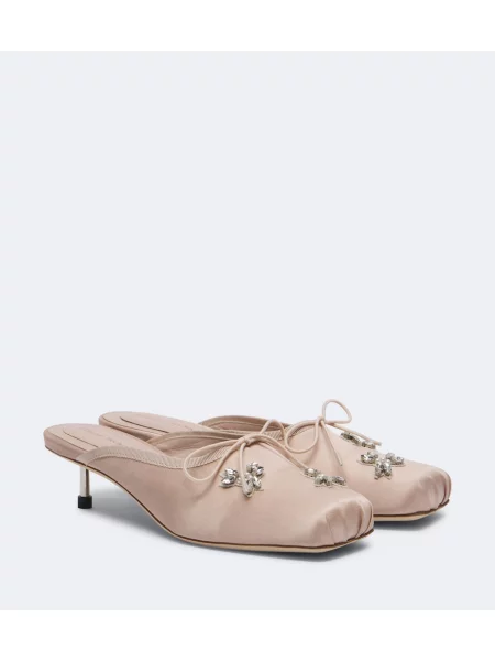 Papuci tip mules Simone Rocha din satin roz