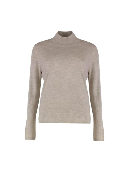 Dzianinowy sweter Max Mara ze stójką beżowy