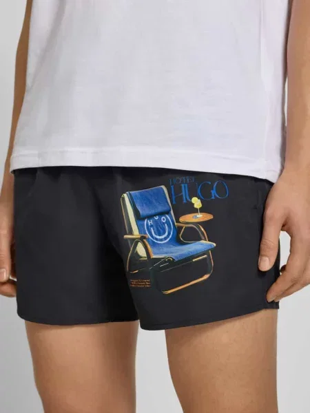 Kąpielówki Hugo Blue z nadrukiem czarne