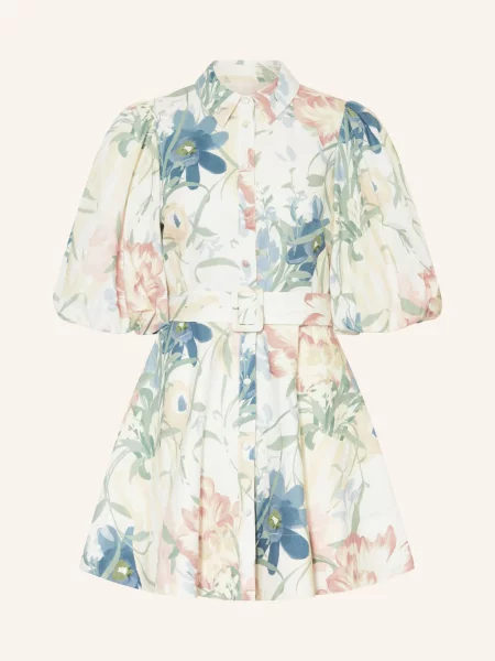 Ted Baker Šaty Olliiv Ve Stylu Košile S Lněným Vzorem krémová / světle zelená / tmavě modrá