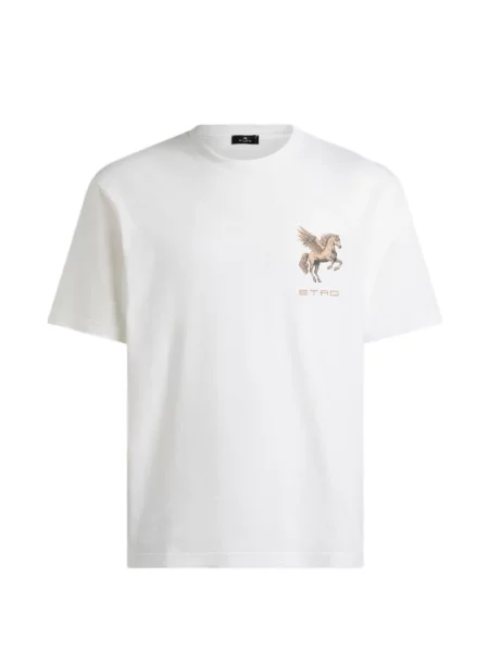 Tricou Etro cu broderie din jerseu alb