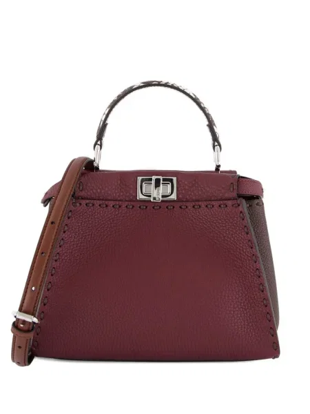 Geanta de piele Fendi Peekaboo din piele roșu