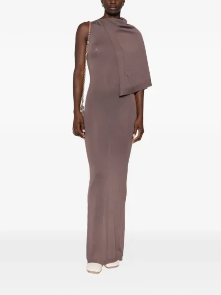 Rochie maxi Rick Owens drapată cu un umăr gol violet