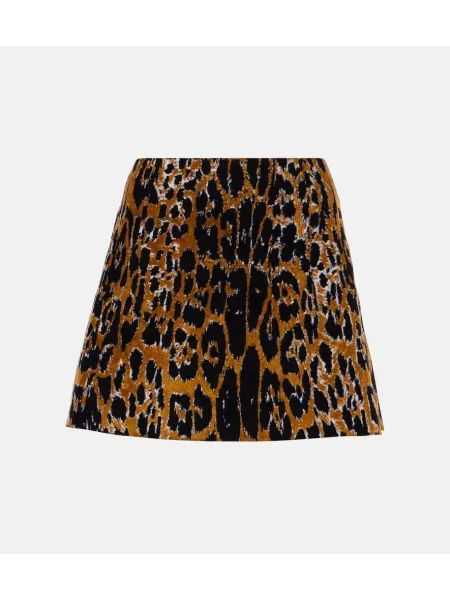 Fustă Alaïa cu imagine cu model leopard negru