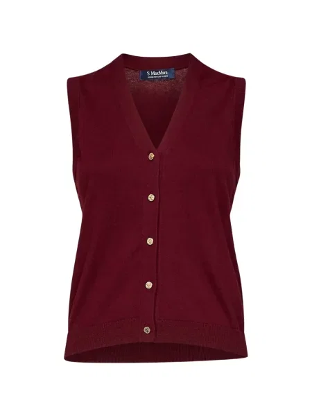 Pulover 's Max Mara cu decolteu în V roșu