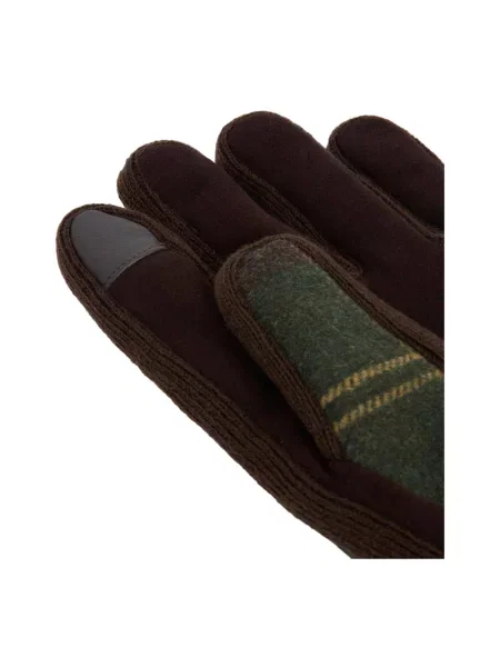 Rękawiczki Barbour skórzane w kratę brązowe