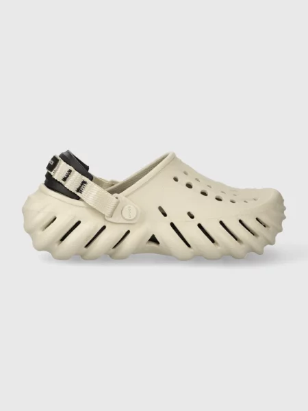 Crocs papuci Echo Clog femei cu platforma bej