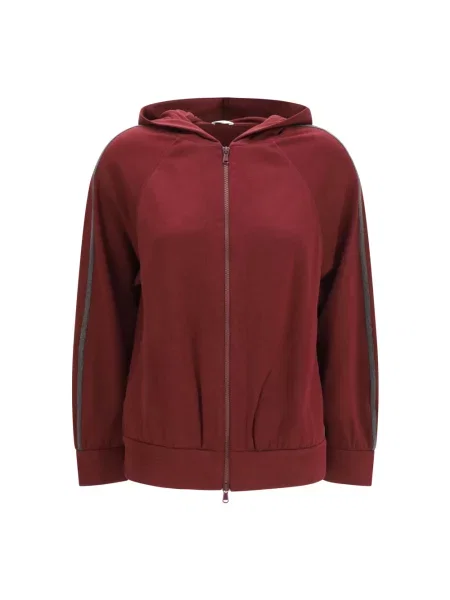 Bluza rozpinana Brunello Cucinelli z długim rękawem czerwona