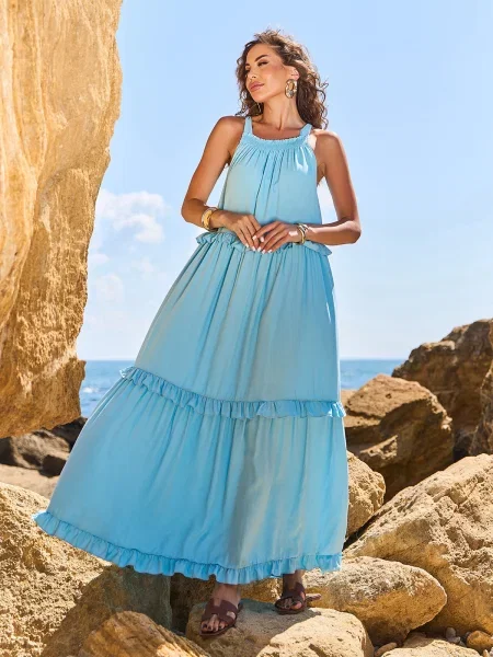 Сукня максі ISSA Plus блакитний