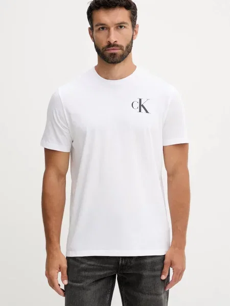 Тениска Calvin Klein Jeans с изчистен дизайн бяло