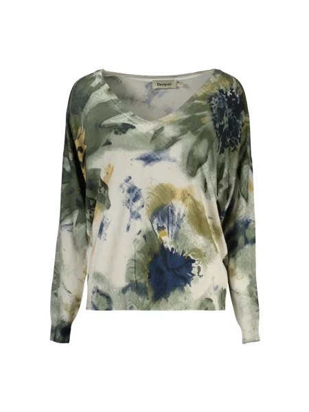 Sweter Desigual z dżerseju zielony