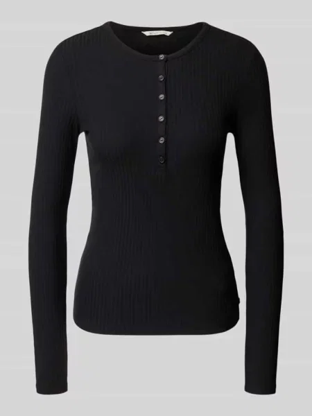 Bluzka z długim rękawem o kroju slim fit z mieszanki Tom Tailor Denim czarna